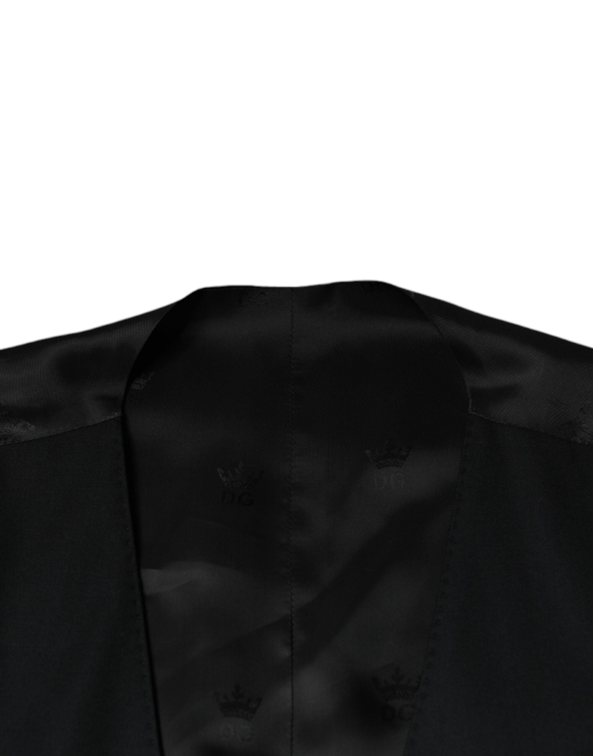 Gilet de robe en laine noire Dolce & Gabbana, vêtement formel, ajusté, avec détails élégants et coupe sophistiquée.