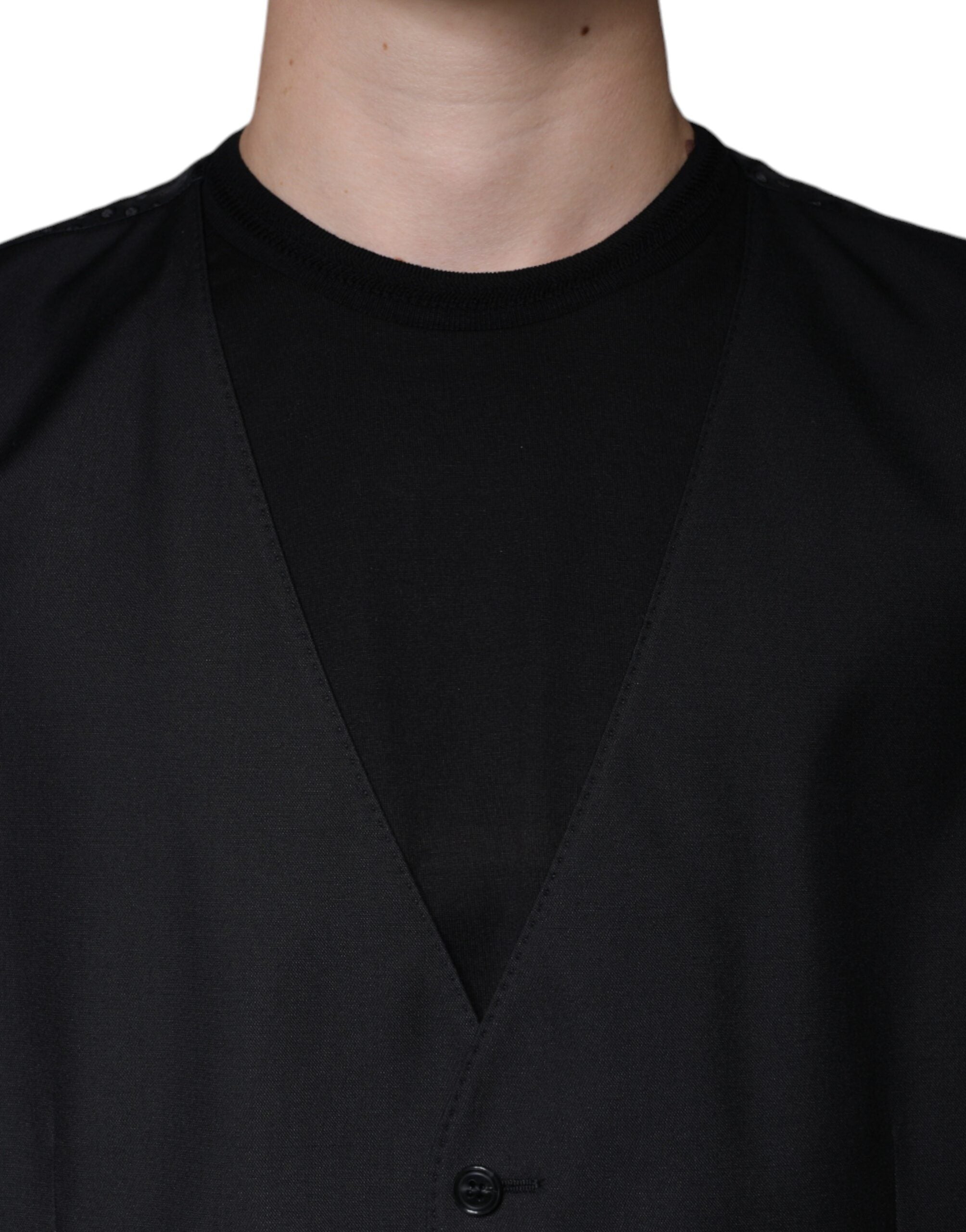 Gilet de costume noir en laine Dolce & Gabbana, robe forme waistcoat élégante et formelle pour femme.