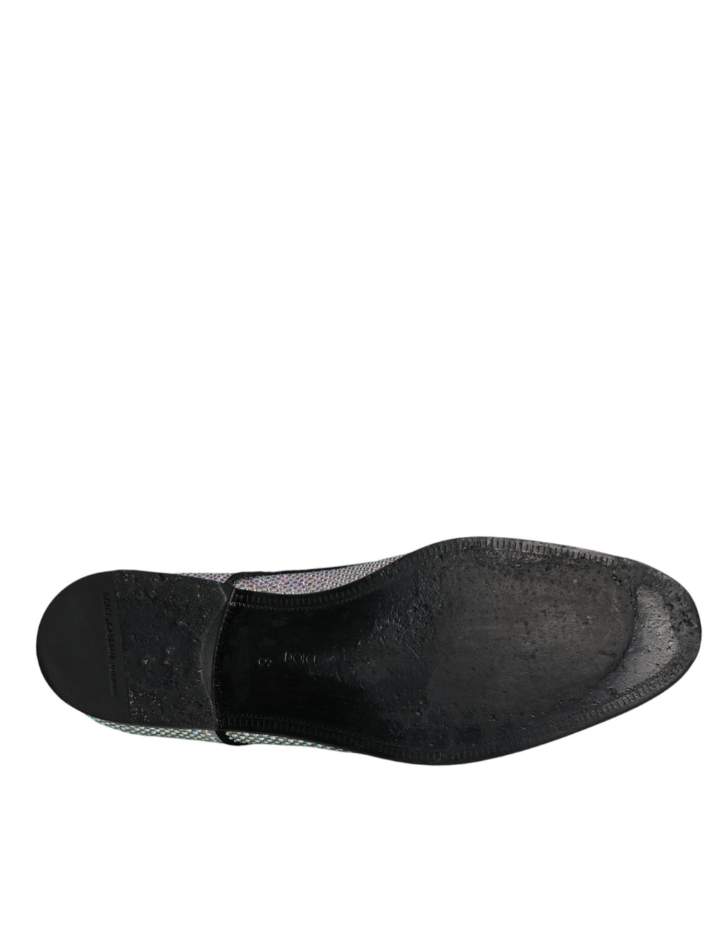 Chaussures Derby en cuir argenté avec strass de Dolce & Gabbana, élégantes et sophistiquées pour homme.