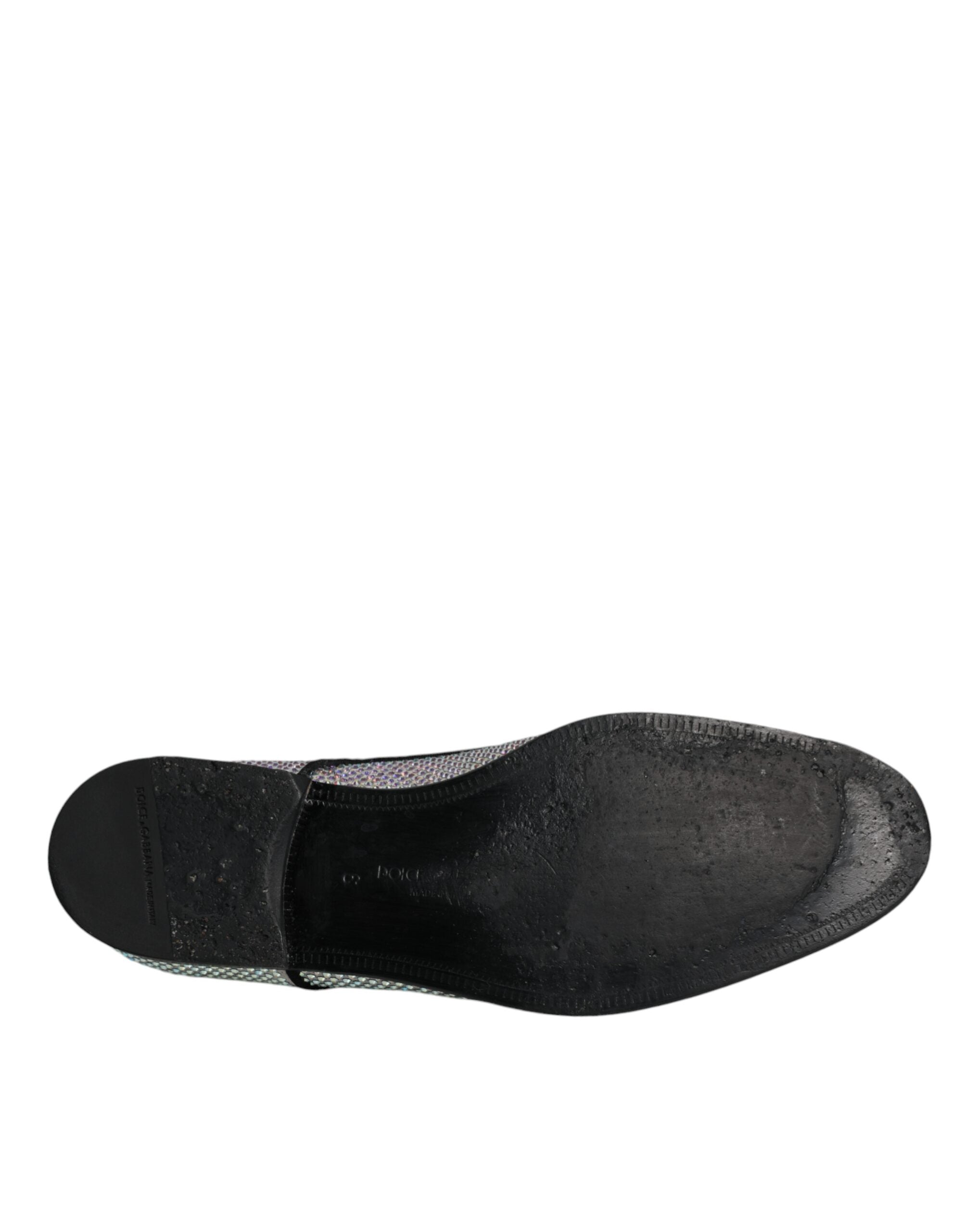 Chaussures Derby en cuir argenté avec strass de Dolce & Gabbana, élégantes et sophistiquées pour homme.