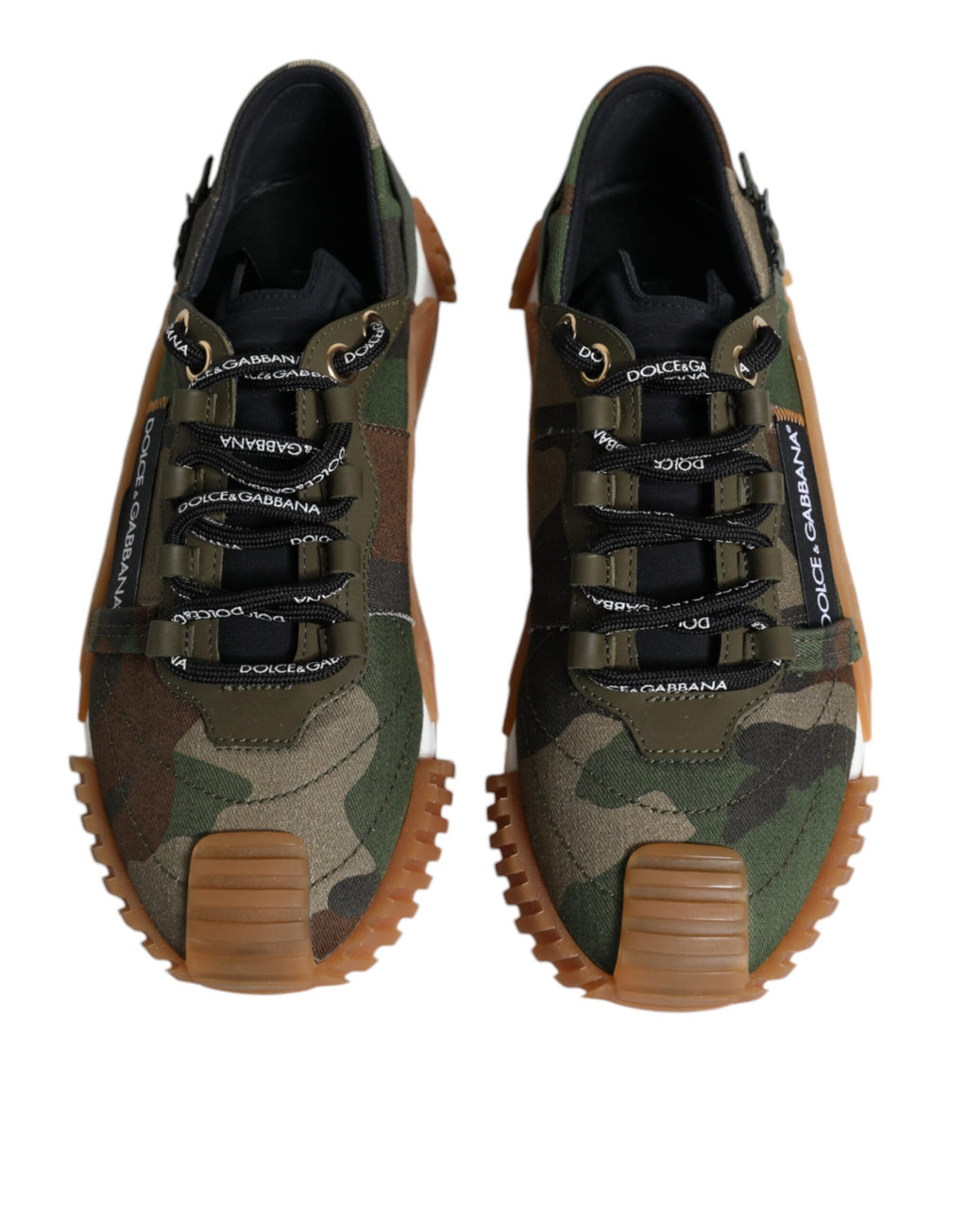 Chaussures sneakers basses pour homme Dolce & Gabbana multicolores, modèle NS1, vue de face avec détails colorés.