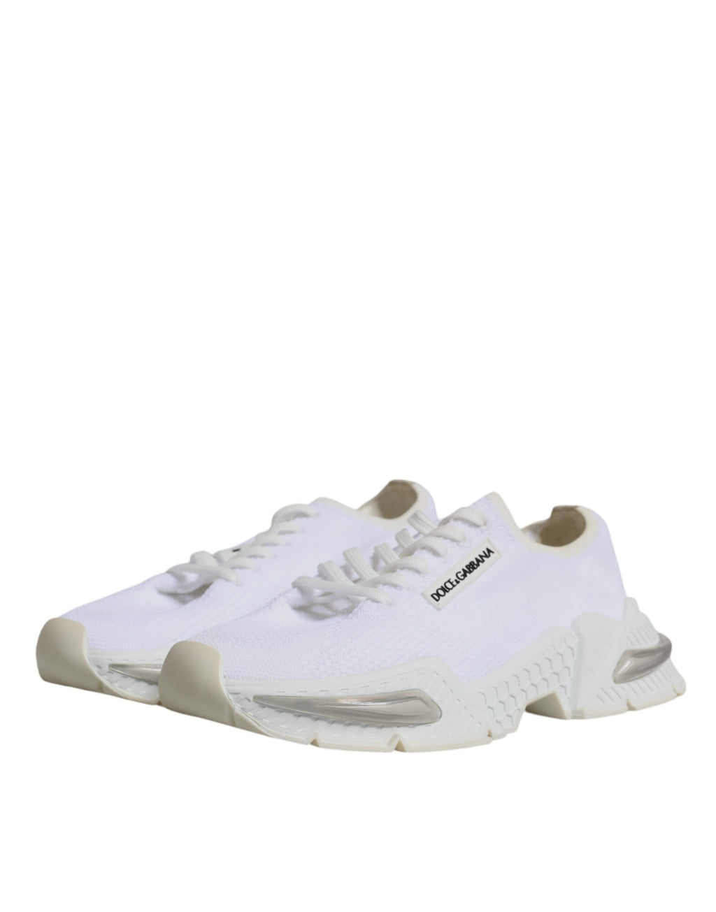 Chaussures sneakers basses blanches Dolce & Gabbana Airmaster pour homme, vue de face.