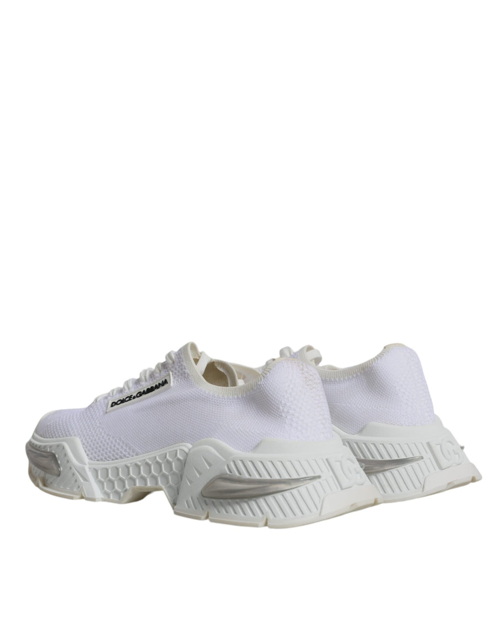 Chaussures sneakers basses blanches Dolce & Gabbana Airmaster pour hommes, vue de face avec détails du design.