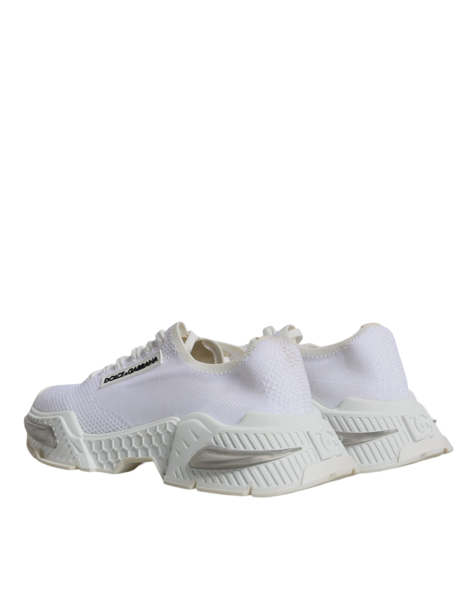 Chaussures sneakers basses blanches Dolce & Gabbana Airmaster pour hommes, vue de face avec détails du design.