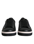 Chaussures sneakers basses en cuir noir pour hommes de Dolce & Gabbana, vue de face.