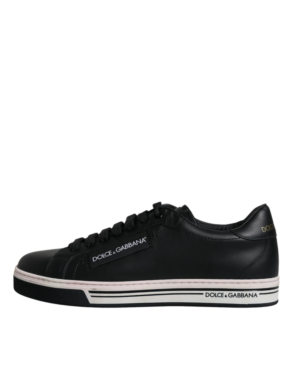Chaussures sneakers basses en cuir noir pour homme de Dolce & Gabbana, design élégant et moderne
