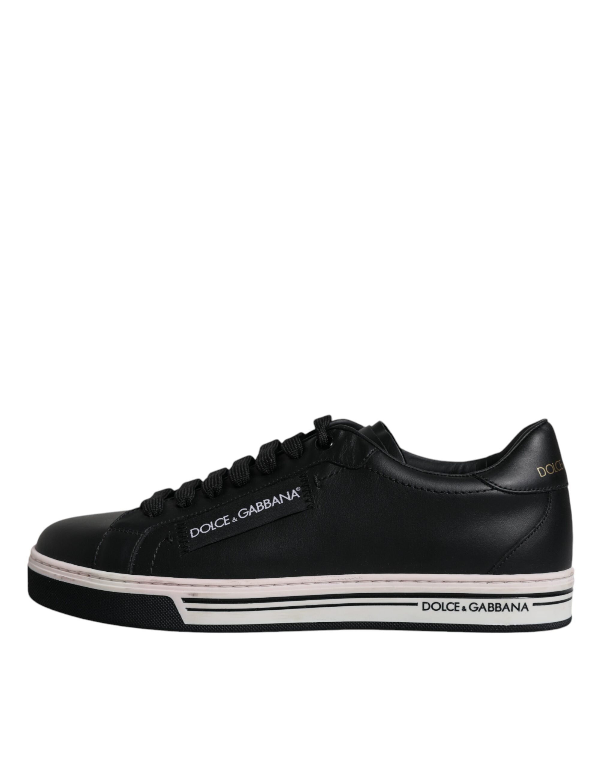 Chaussures sneakers basses en cuir noir pour homme de Dolce & Gabbana, design élégant et moderne