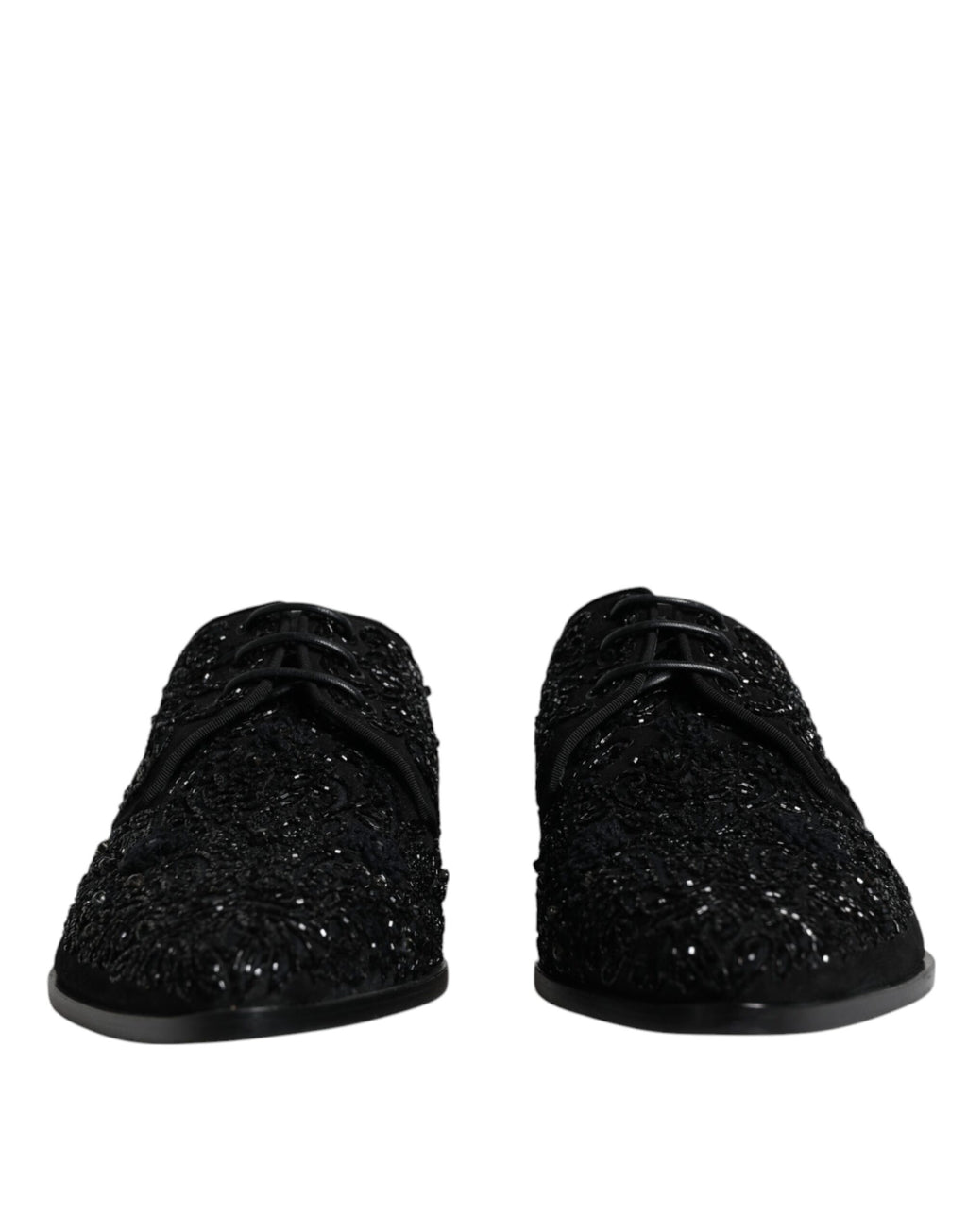 Chaussures Derby en daim noir Dolce & Gabbana avec embellissements élégants, chaussures formelles pour homme.