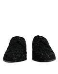 Chaussures Derby en daim noir Dolce & Gabbana avec embellissements élégants, chaussures formelles pour homme.