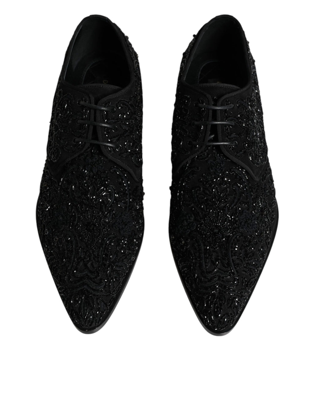 Chaussures Derby en daim noir Dolce & Gabbana avec embellissements élégants, chaussures formelles pour homme