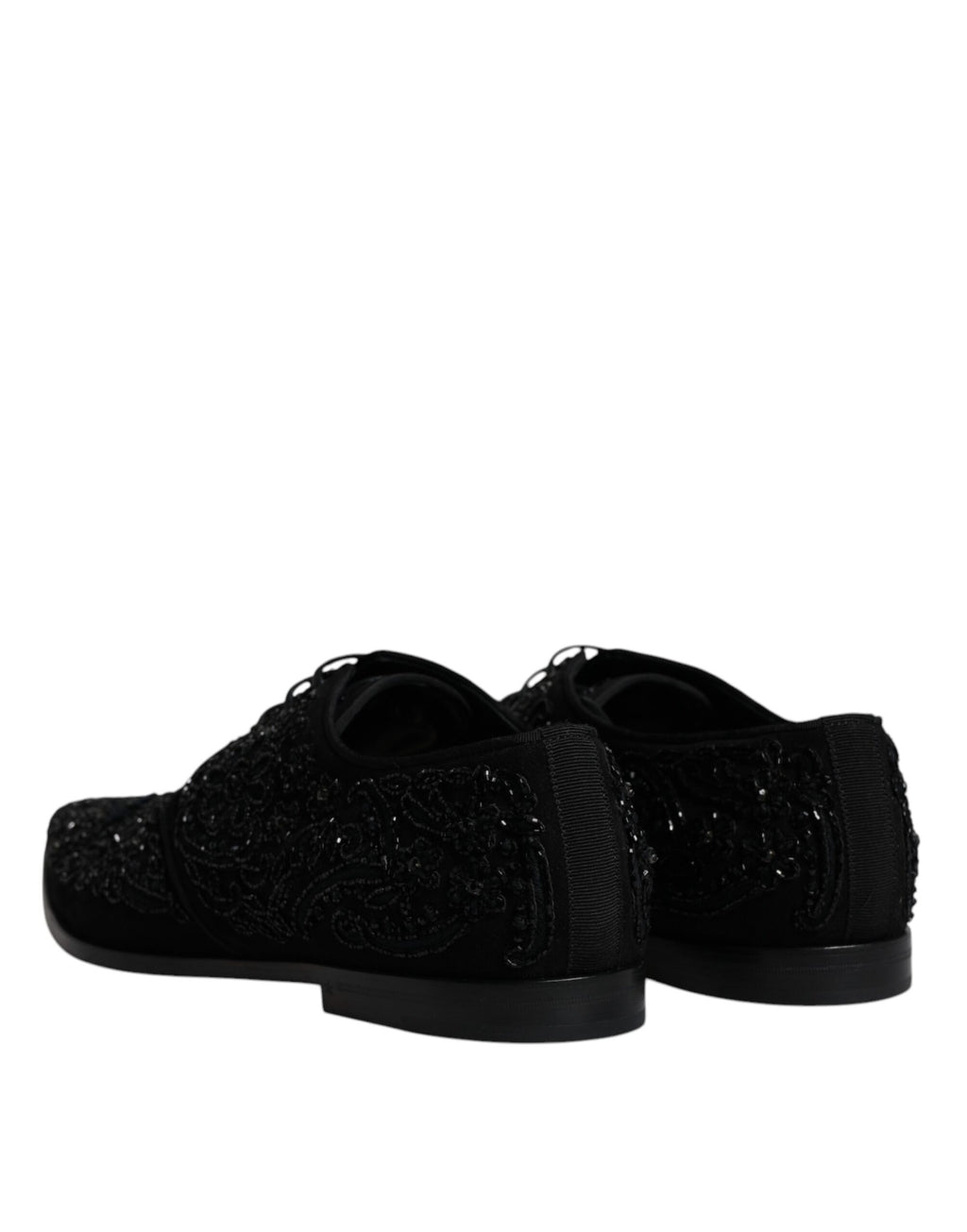 Chaussures Derby en daim noir Dolce & Gabbana avec embellissements élégants, chaussures formelles pour homme.