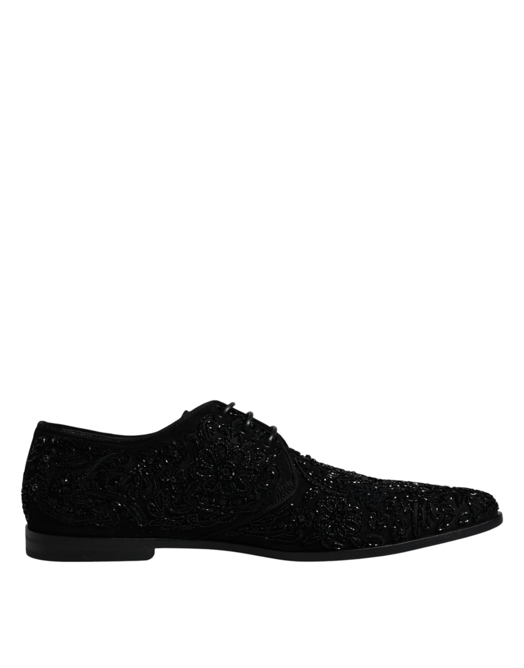 Chaussures Richelieu en daim noir de Dolce & Gabbana avec embellissements élégants, pour un style formel et sophistiqué.