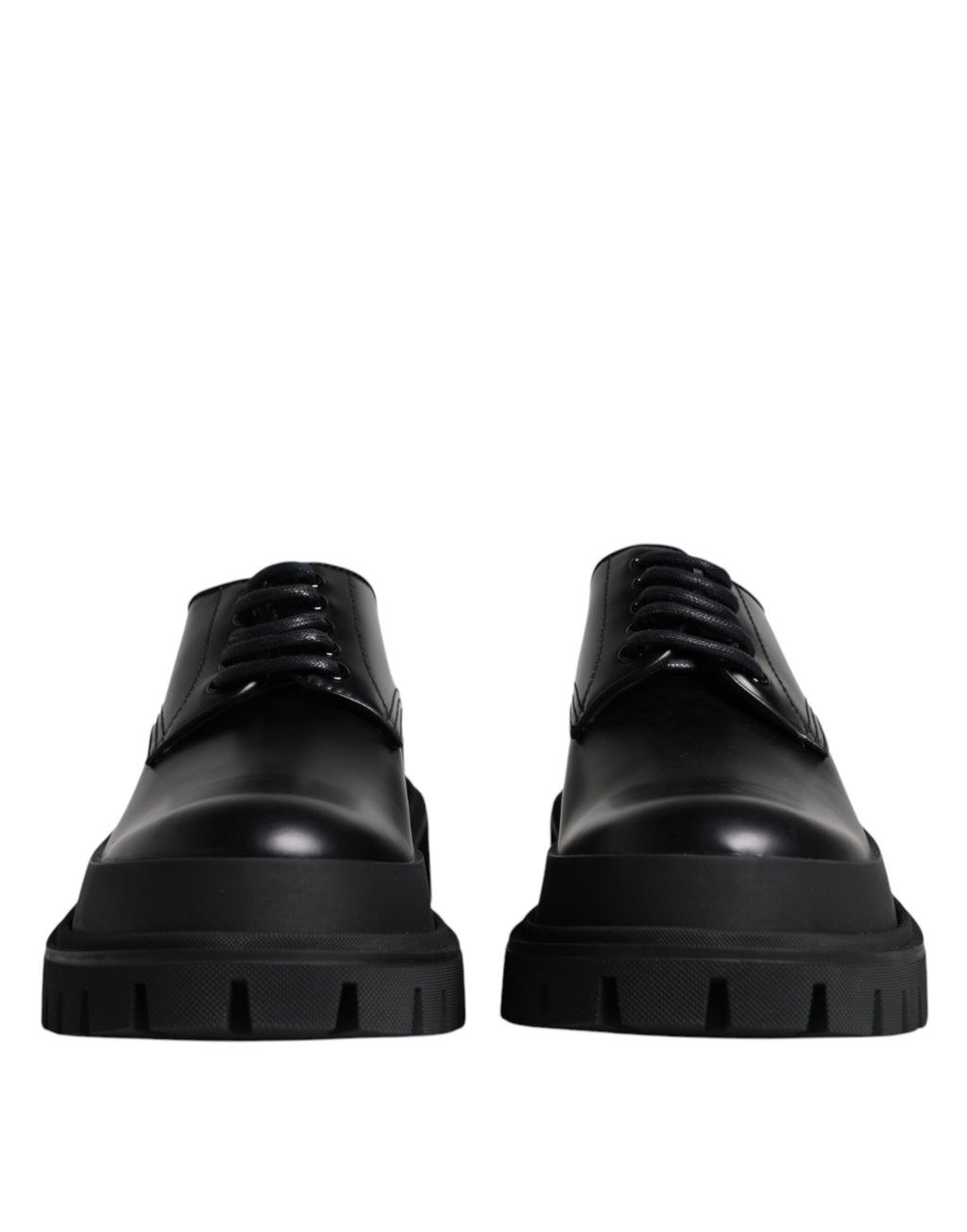Chaussures de randonnée en cuir noir Dolce & Gabbana avec laçage, style élégant et robuste, pour femmes et hommes.