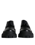 Chaussures de randonnée en cuir noir Dolce & Gabbana avec laçage, style élégant et robuste, pour femmes et hommes.