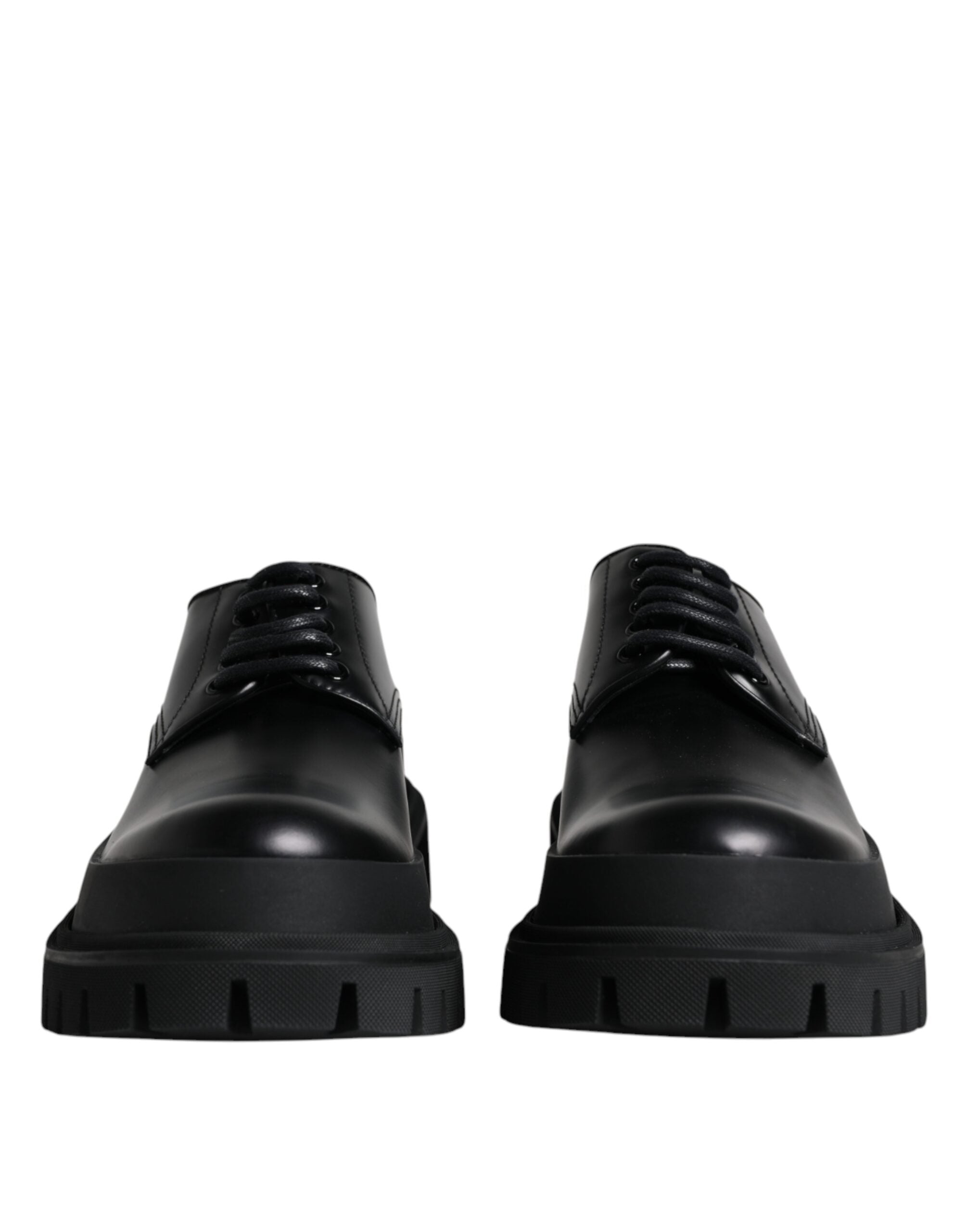 Chaussures de randonnée en cuir noir Dolce & Gabbana avec laçage, style élégant et robuste, pour femmes et hommes.
