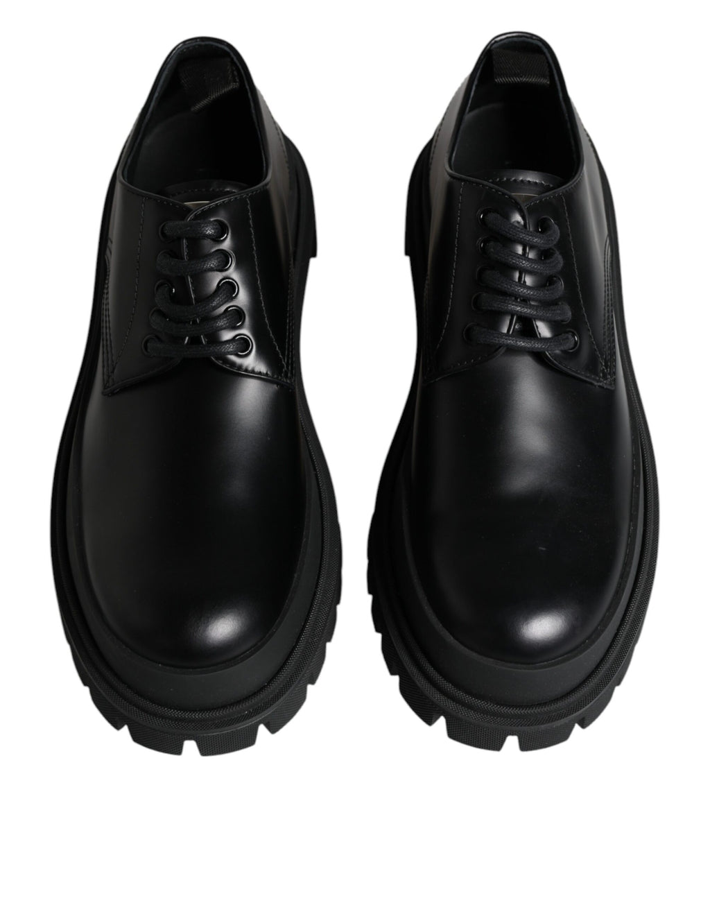 Chaussures de randonnée en cuir noir Dolce & Gabbana avec laçage, style élégant et robuste pour femmes.