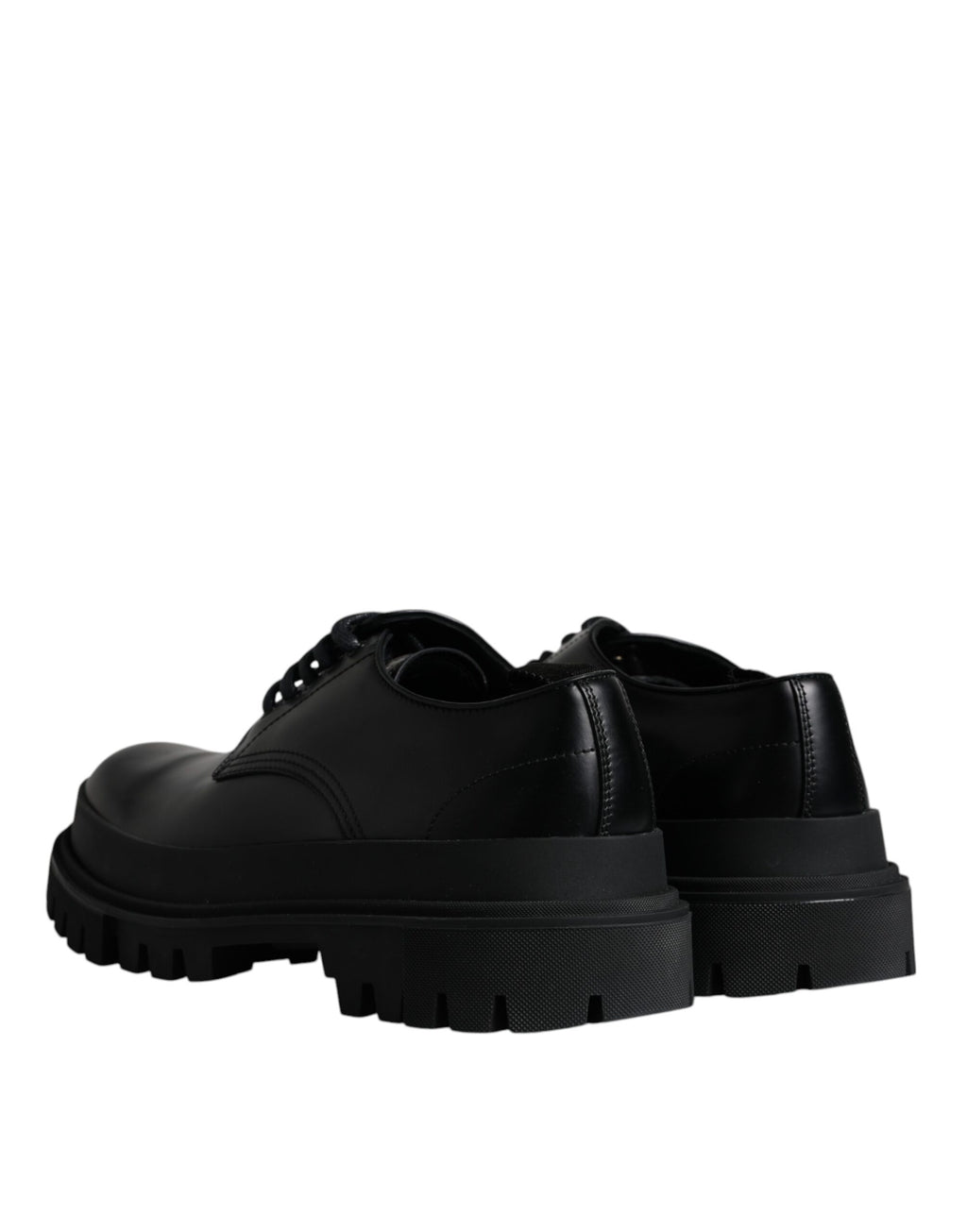 Chaussures de trekking en cuir noir de Dolce & Gabbana avec lacets, style élégant et robuste.