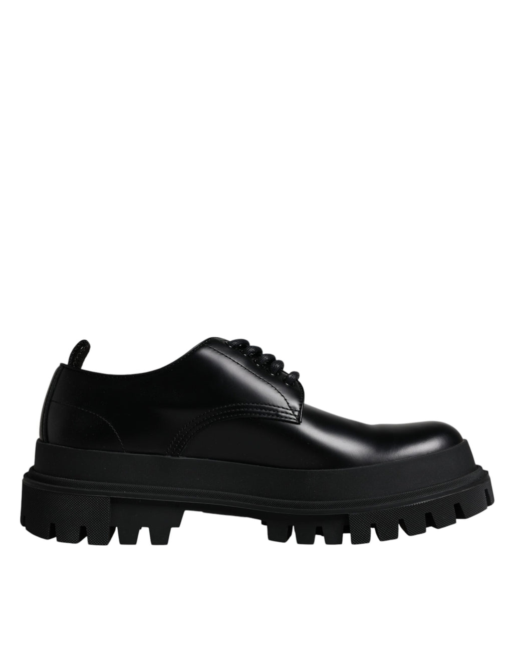 Chaussures de randonnée en cuir noir Dolce & Gabbana, lacées, avec semelle robuste et design élégant pour femmes.