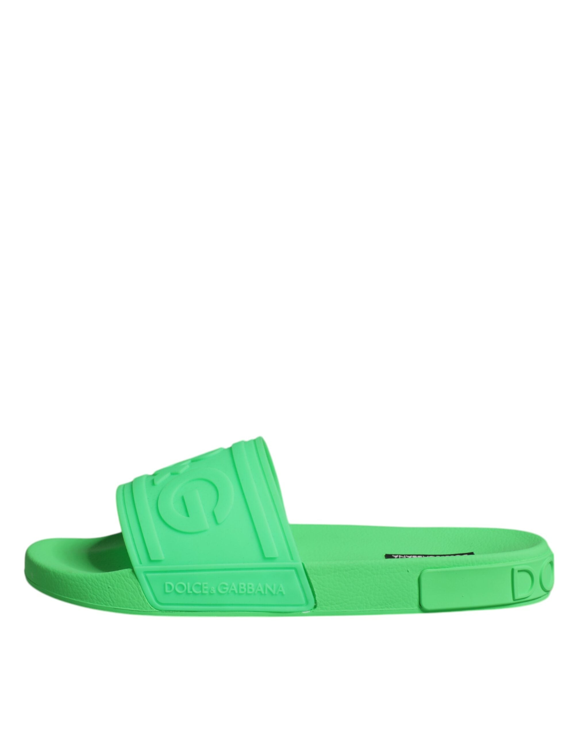 Sandales en cuir vert Dolce & Gabbana, chaussures de plage élégantes et confortables pour femmes.