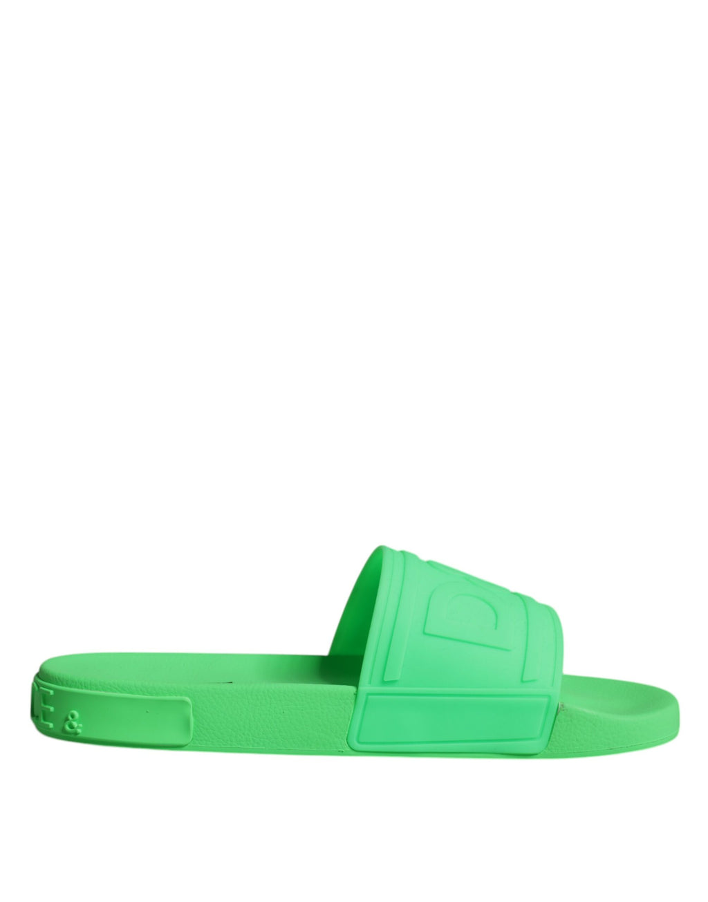 Sandales en cuir vert Dolce & Gabbana, chaussures d'été pour la plage, visibles avec bride large et semelle en caoutchouc.