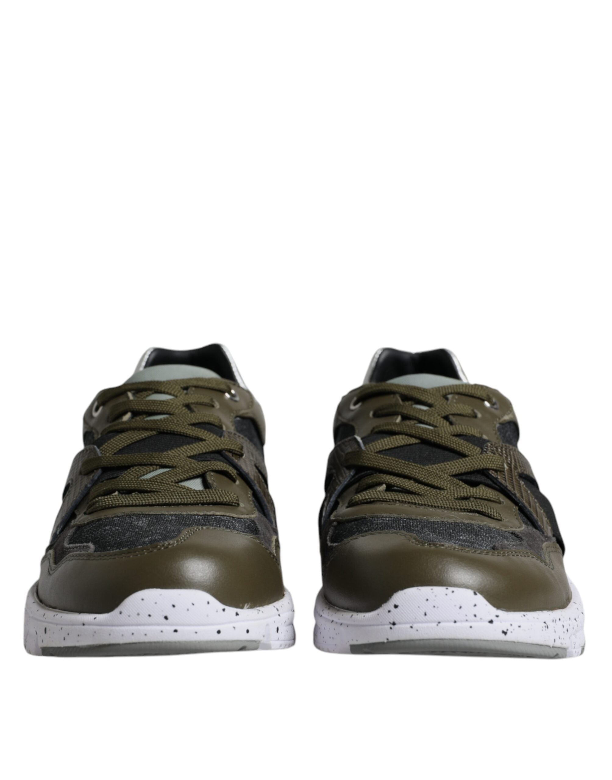 Chaussures basses Dolce & Gabbana en toile multicolore et cuir, sneakers décontractés pour hommes.