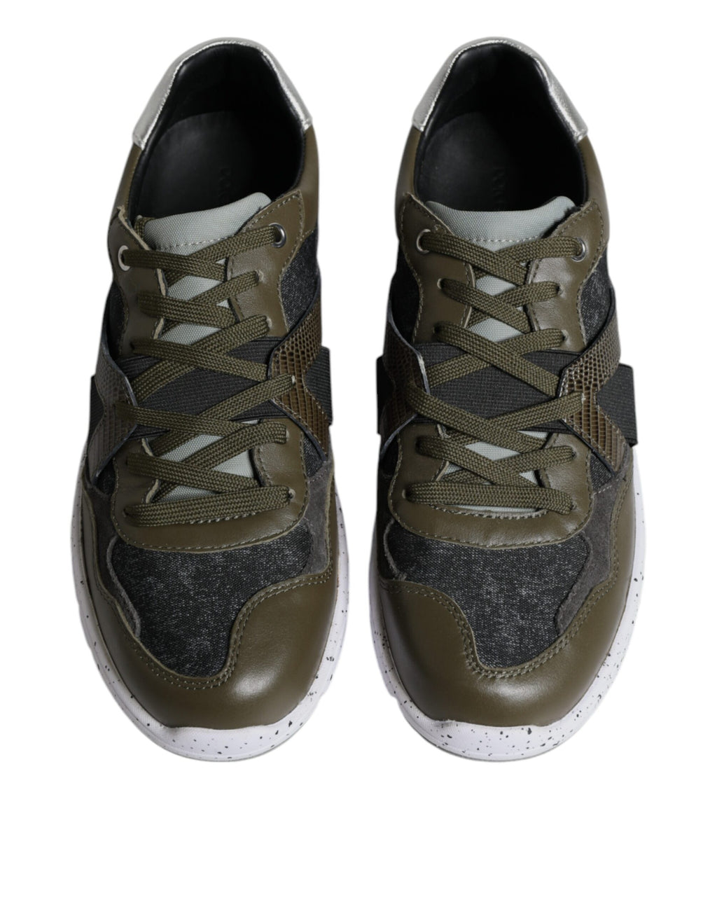 Chaussures sneakers basses Dolce & Gabbana en toile multicolore et cuir, vue de côté