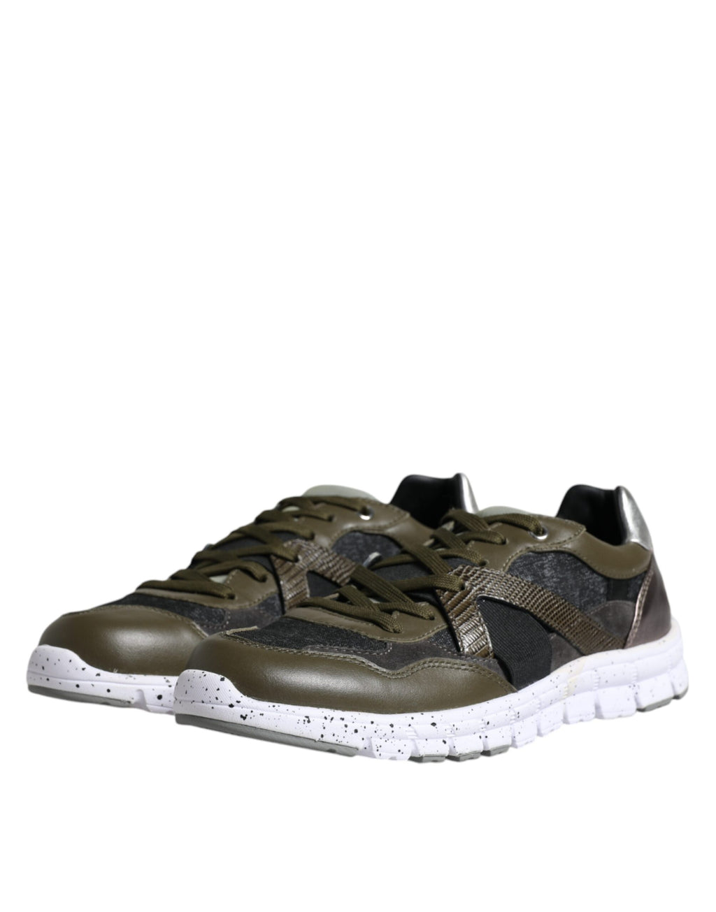 Chaussures basses Dolce & Gabbana en toile multicolore et cuir, sneakers élégants pour un style décontracté.