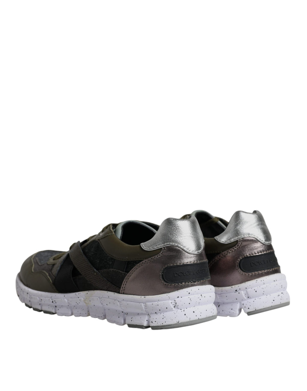 Chaussures sneakers basses Dolce & Gabbana en toile multicolore et cuir, vue de côté.
