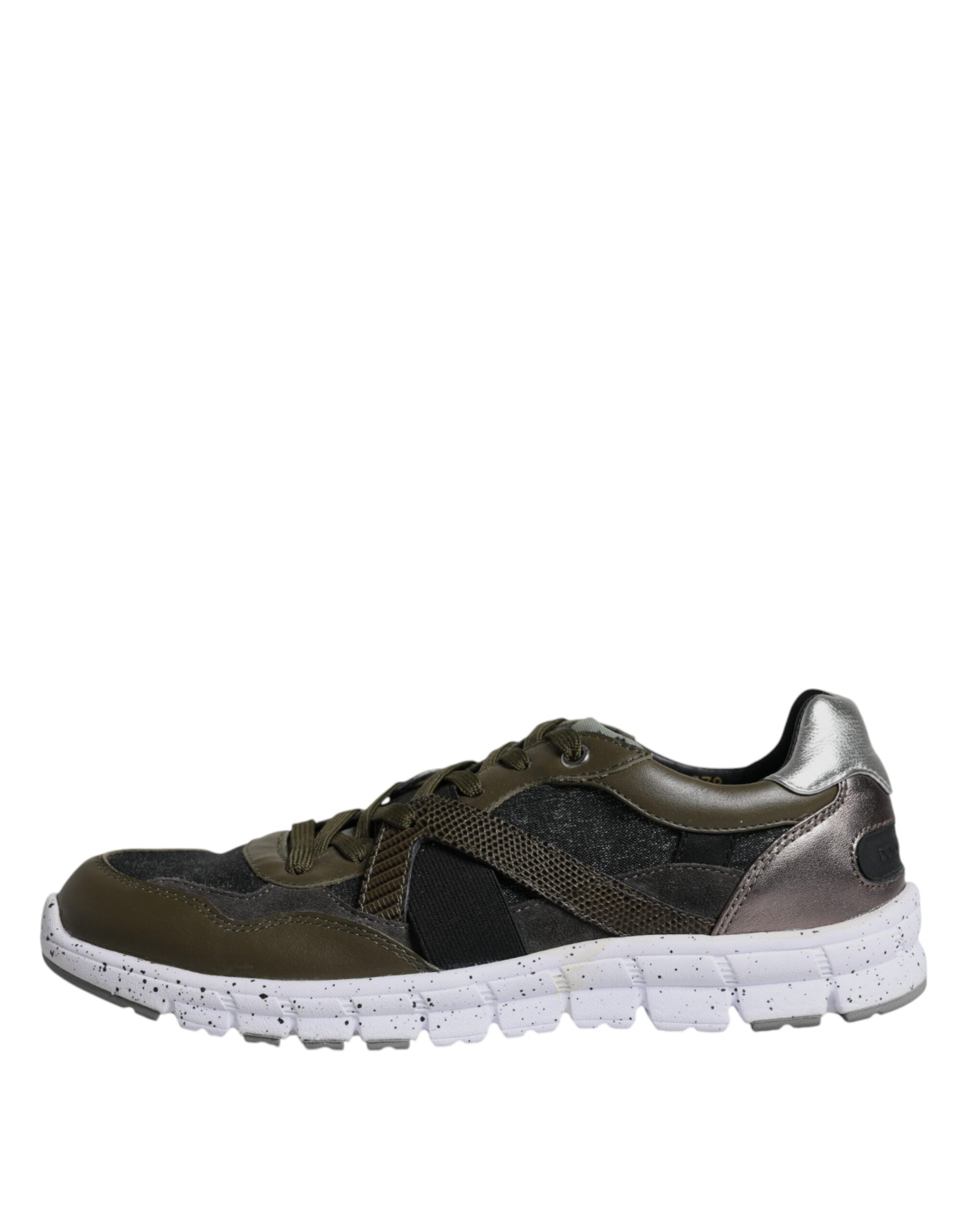 Chaussures basses Dolce & Gabbana en toile multicolore et cuir, sneakers élégants pour homme ou femme.