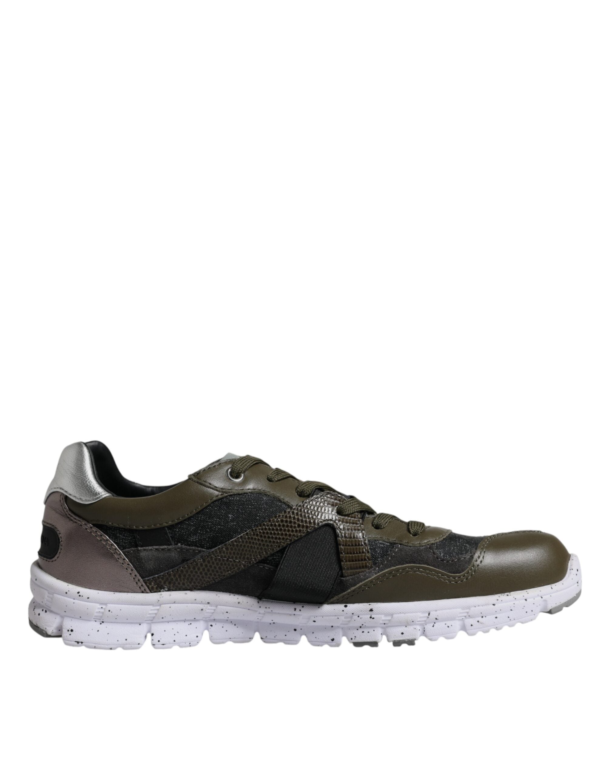 Chaussures basses en toile multicolore et cuir Dolce & Gabbana, sneakers élégants pour homme ou femme.
