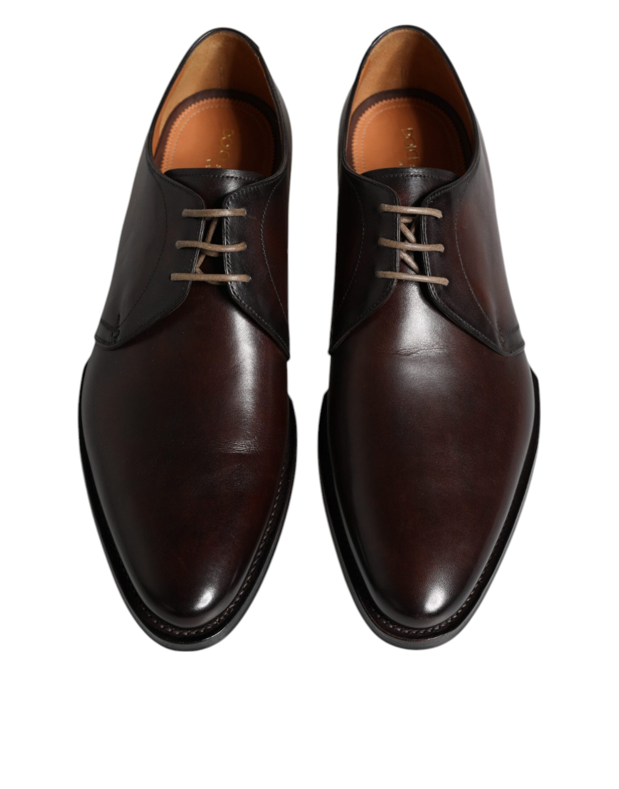 Chaussures derby en cuir marron Dolce & Gabbana pour homme, avec lacets et finition élégante pour occasions formelles.