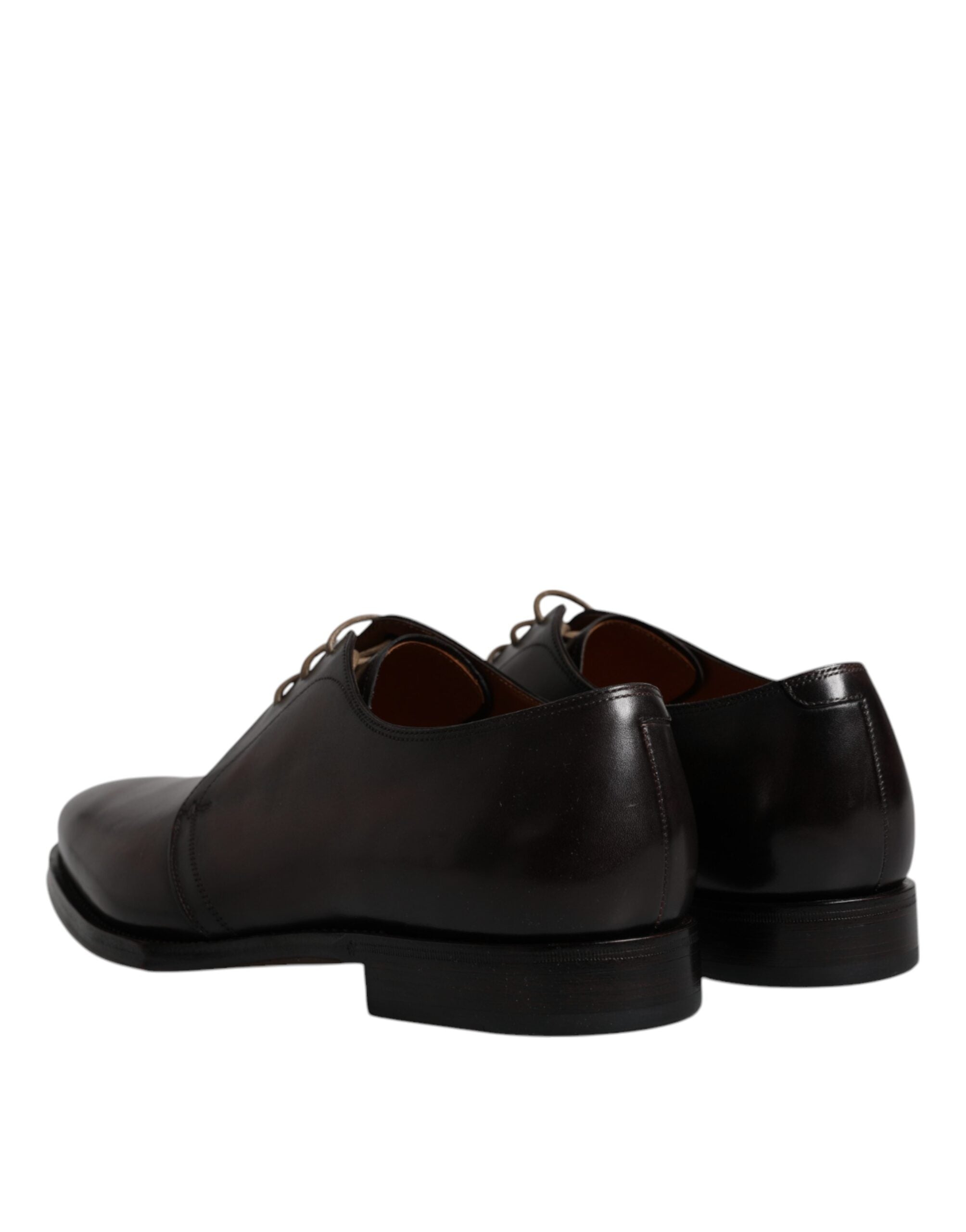 Chaussures derby homme en cuir marron Dolce & Gabbana, lacets, style formel, vue de côté.