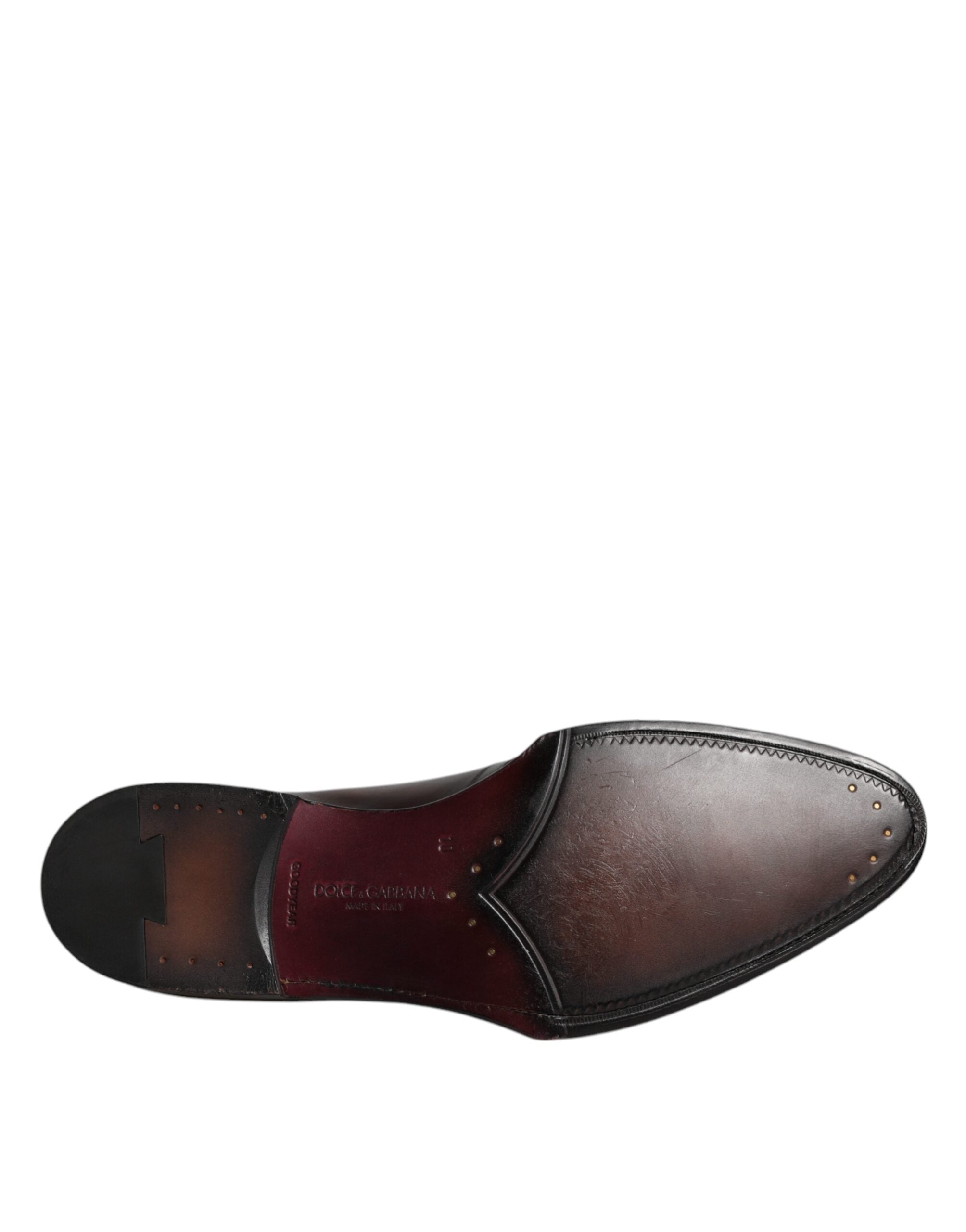 Chaussures Derby hommes en cuir marron Dolce & Gabbana avec lacets, style formel et élégant.