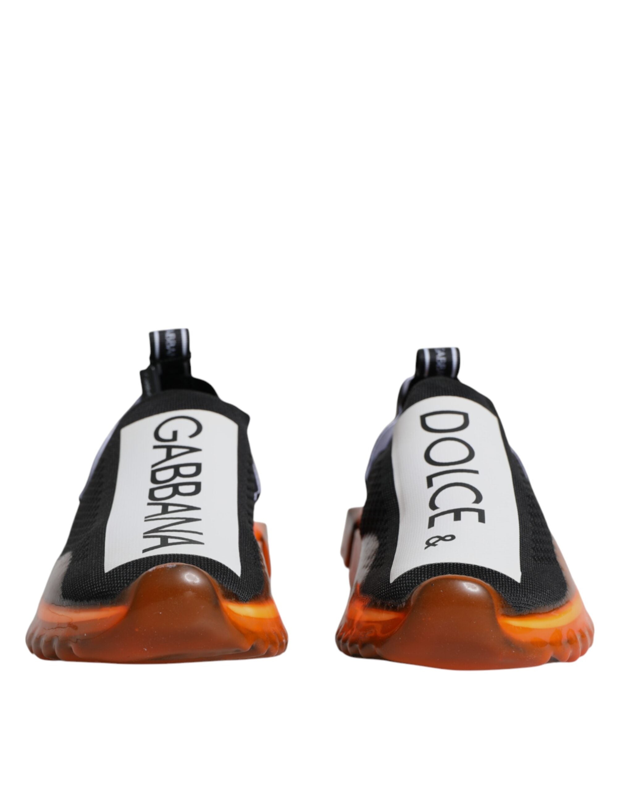 Chaussures slip-on Dolce & Gabbana Sorrento noires et oranges, baskets décontractées en cuir pour homme.