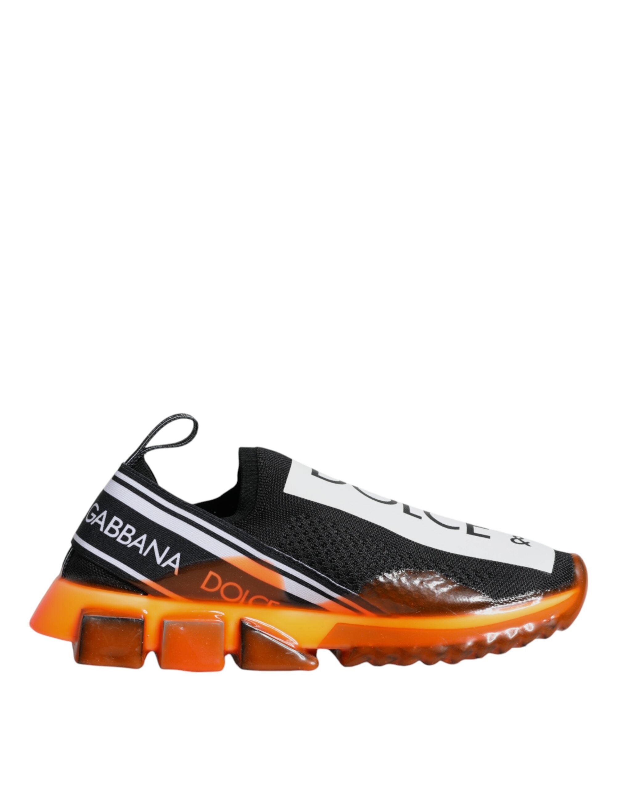 Chaussures Dolce & Gabbana Sorrento en slip-on noires et orange avec design élégant et semelle en caoutchouc.
