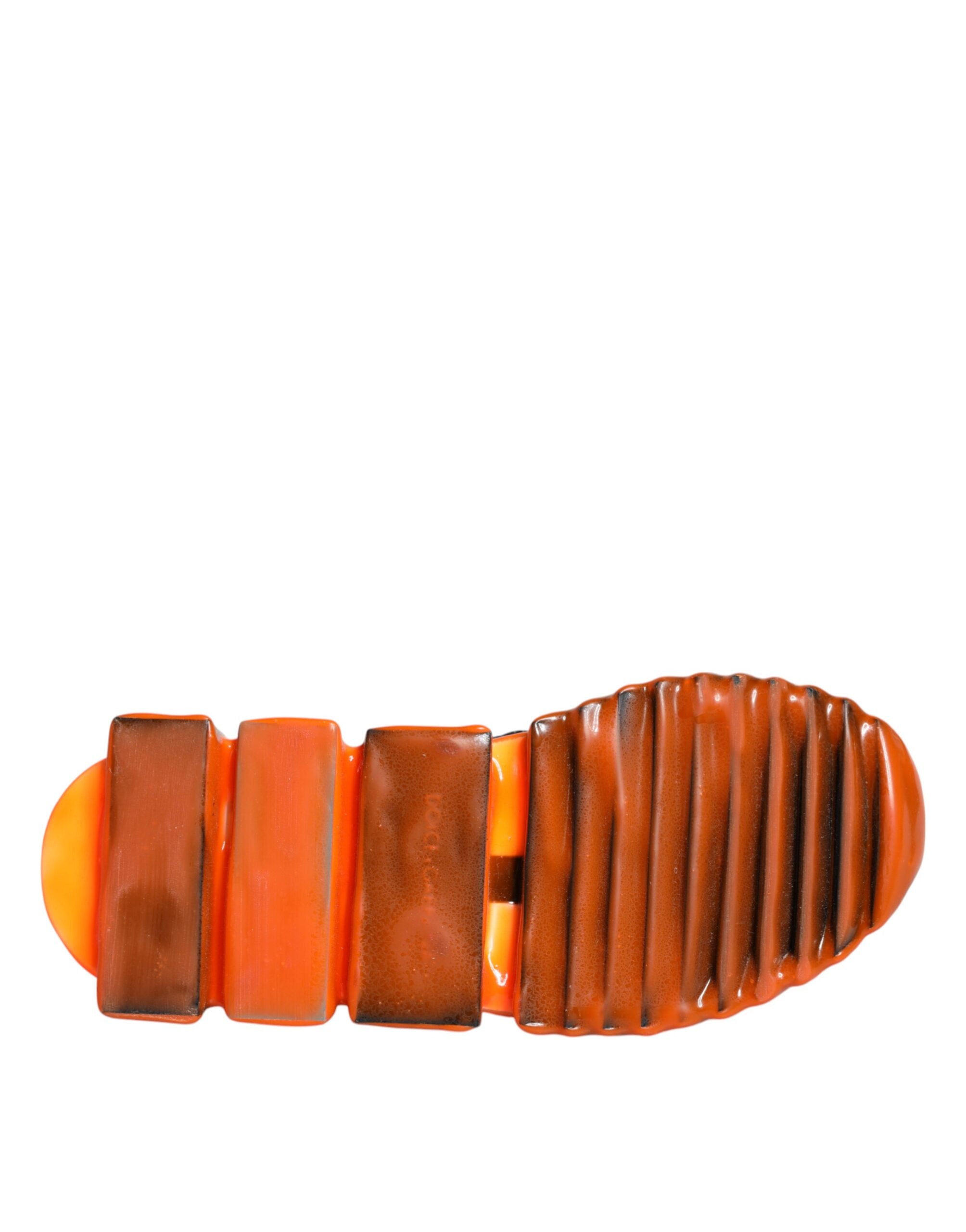 Chaussures Dolce & Gabbana Sorrento noires et orange à enfiler, sneakers élégants en cuir avec détails colorés.