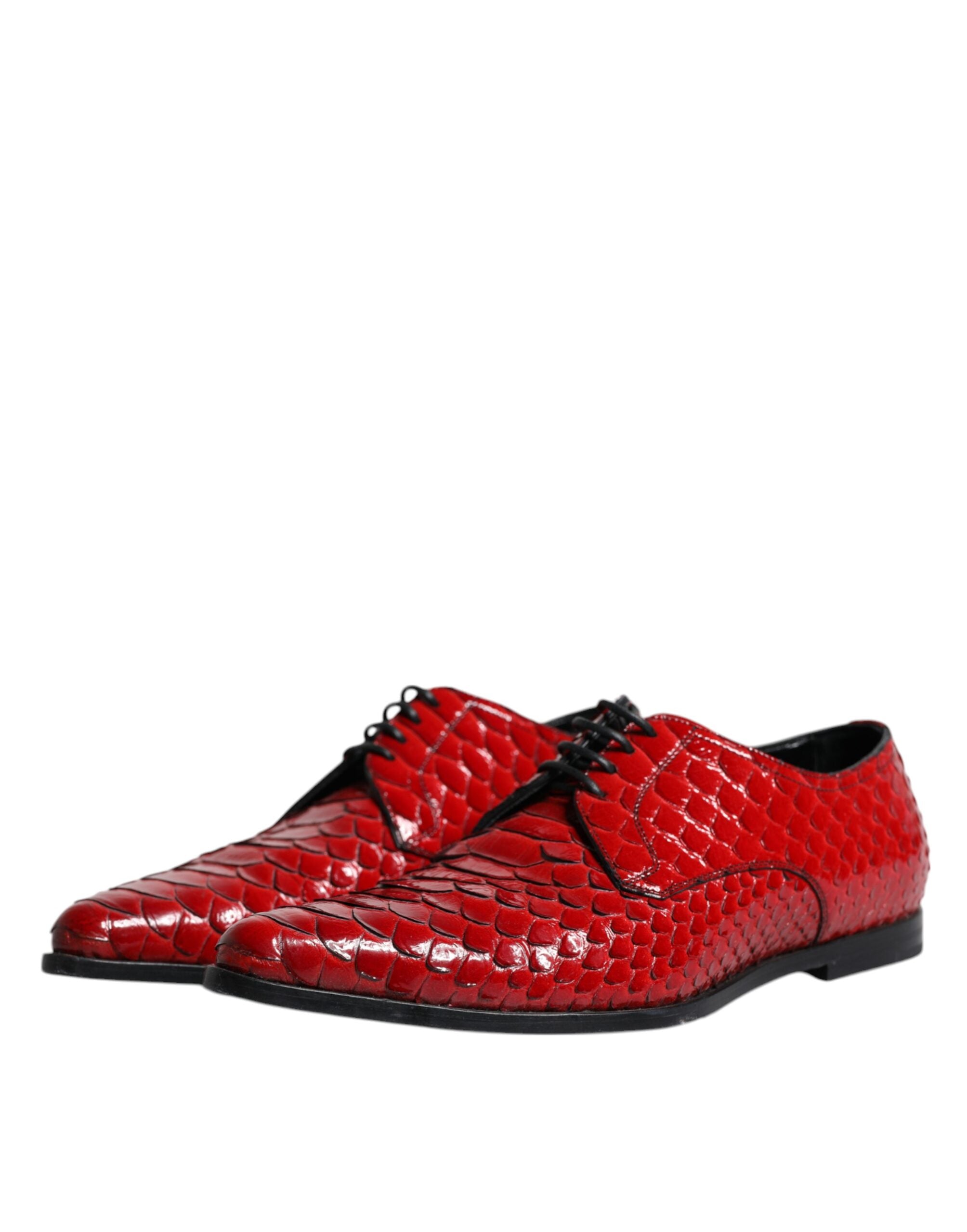 Chaussures Derby homme rouges texturées et vernies de marque Dolce & Gabbana, chaussures formelles élégantes.
