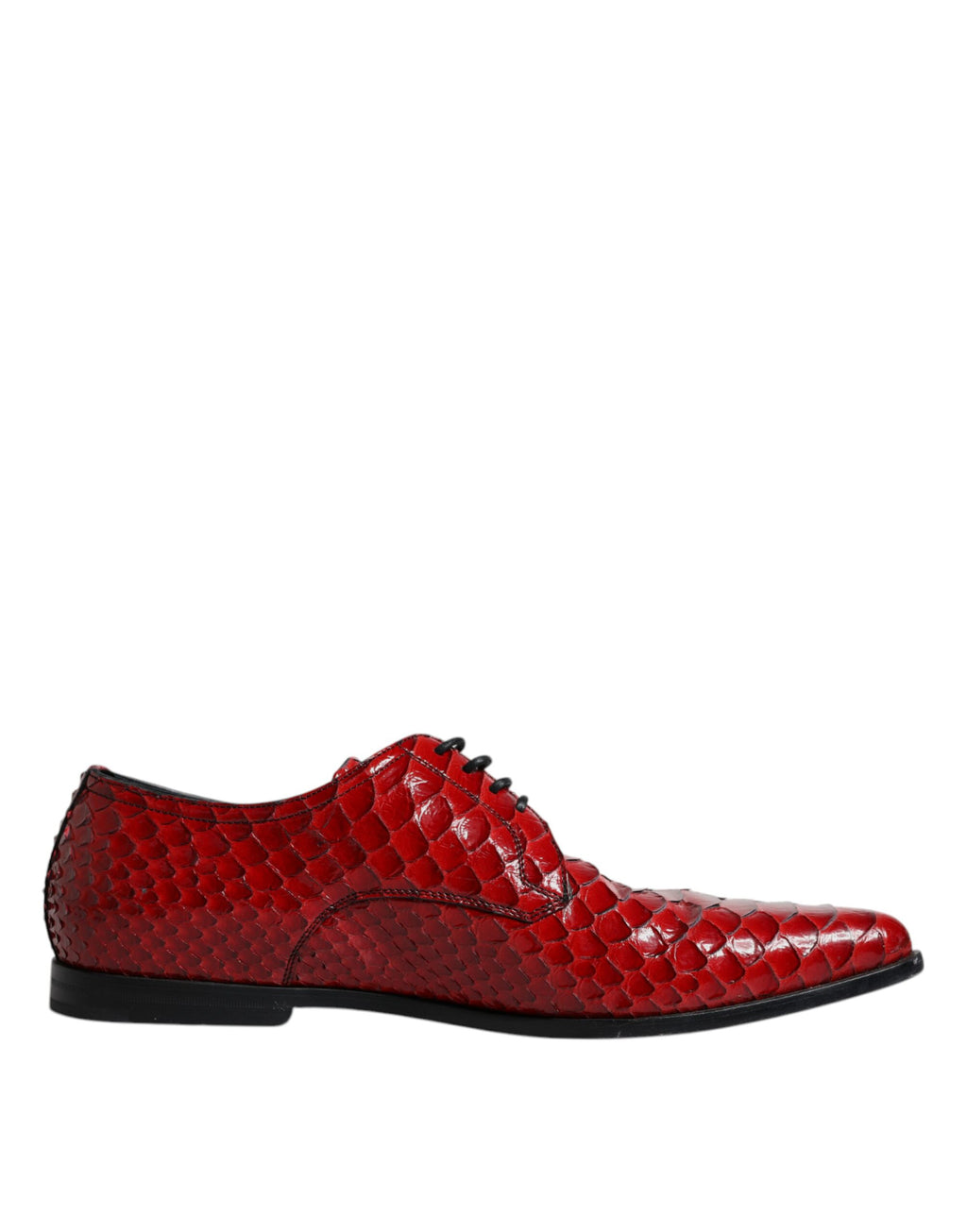 Chaussures Derby hommes Dolce & Gabbana rouges en cuir texturé et vernis, chaussures formelles élégantes.