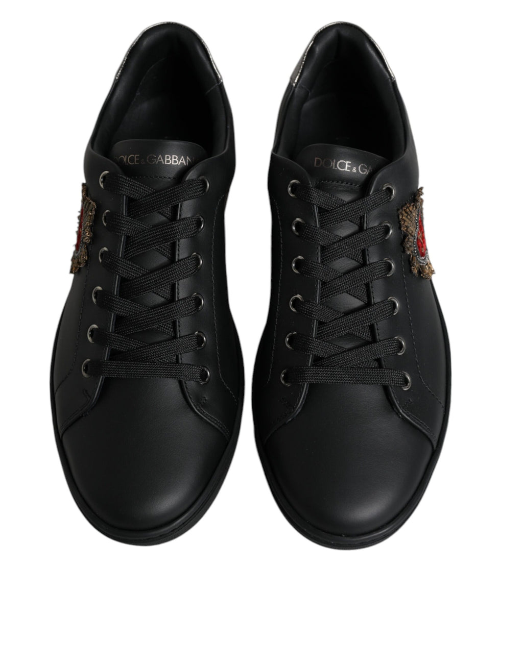 Chaussures sneakers pour hommes Dolce & Gabbana London Sacred Heart, noires, avec design moderne et logo visible.