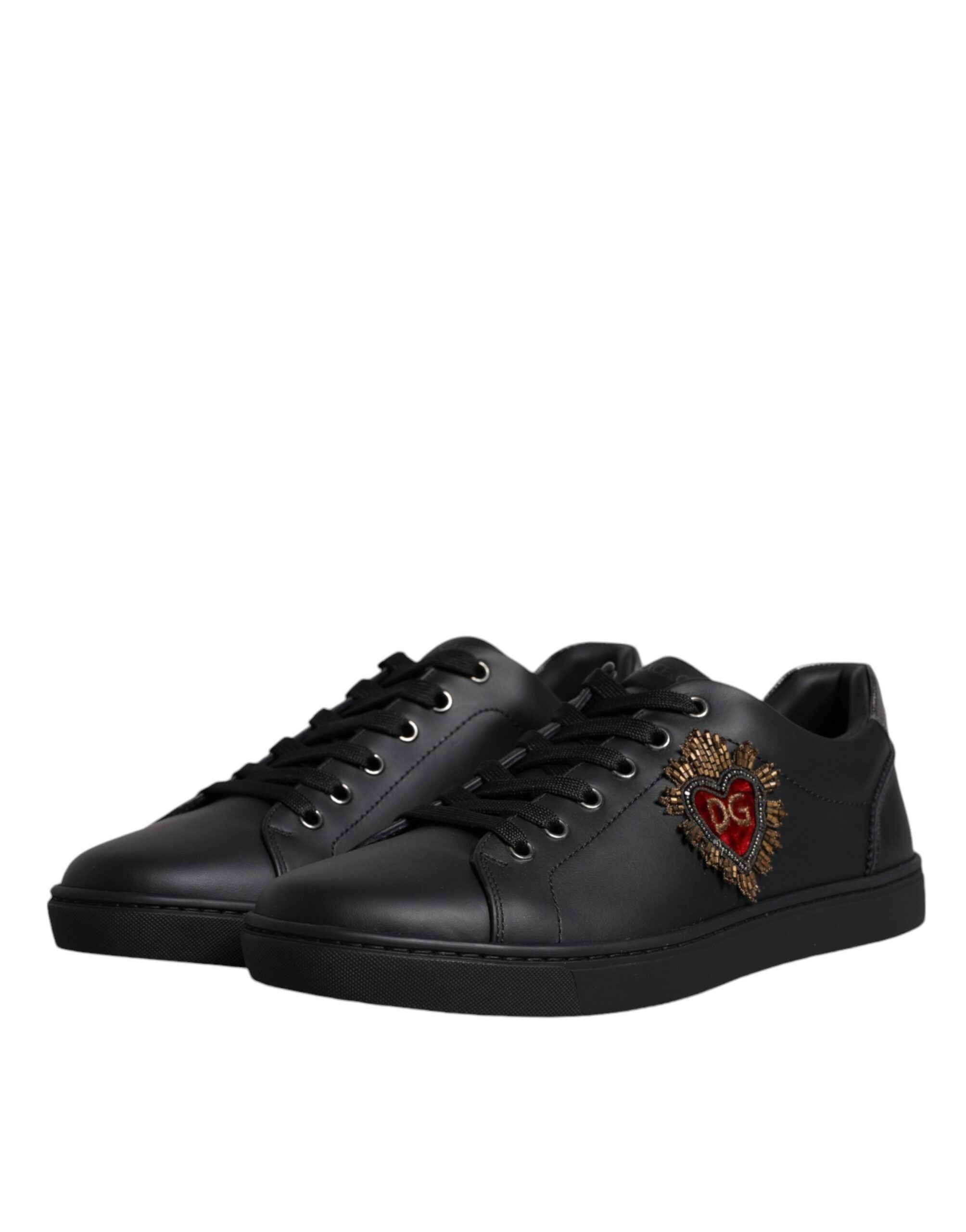 Sneakers pour hommes Dolce & Gabbana London Sacred Heart en noir, avec détails stylés et logo visible.