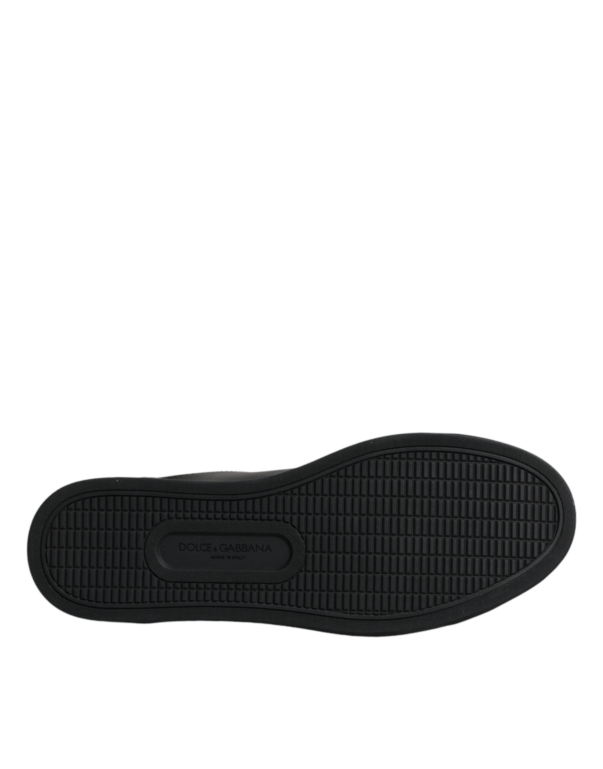 Chaussures sneakers pour homme Dolce & Gabbana London Sacred Heart en noir, vue de face avec détails du design.