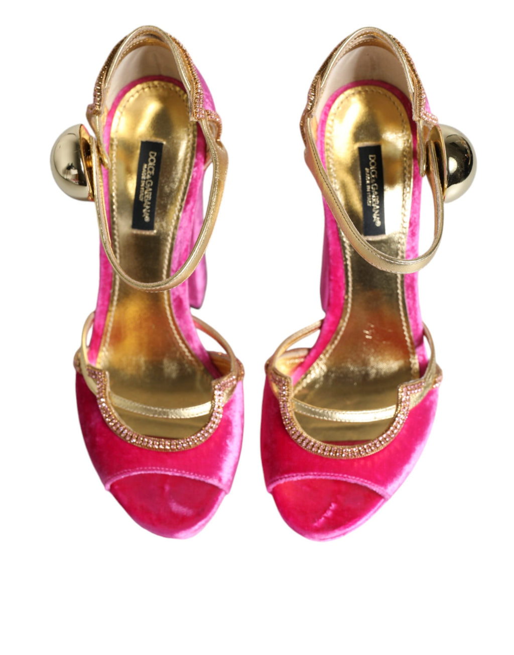 Sandales à talons en velours rose Dolce & Gabbana avec bride à la cheville et plateforme, chaussures élégantes pour femmes.