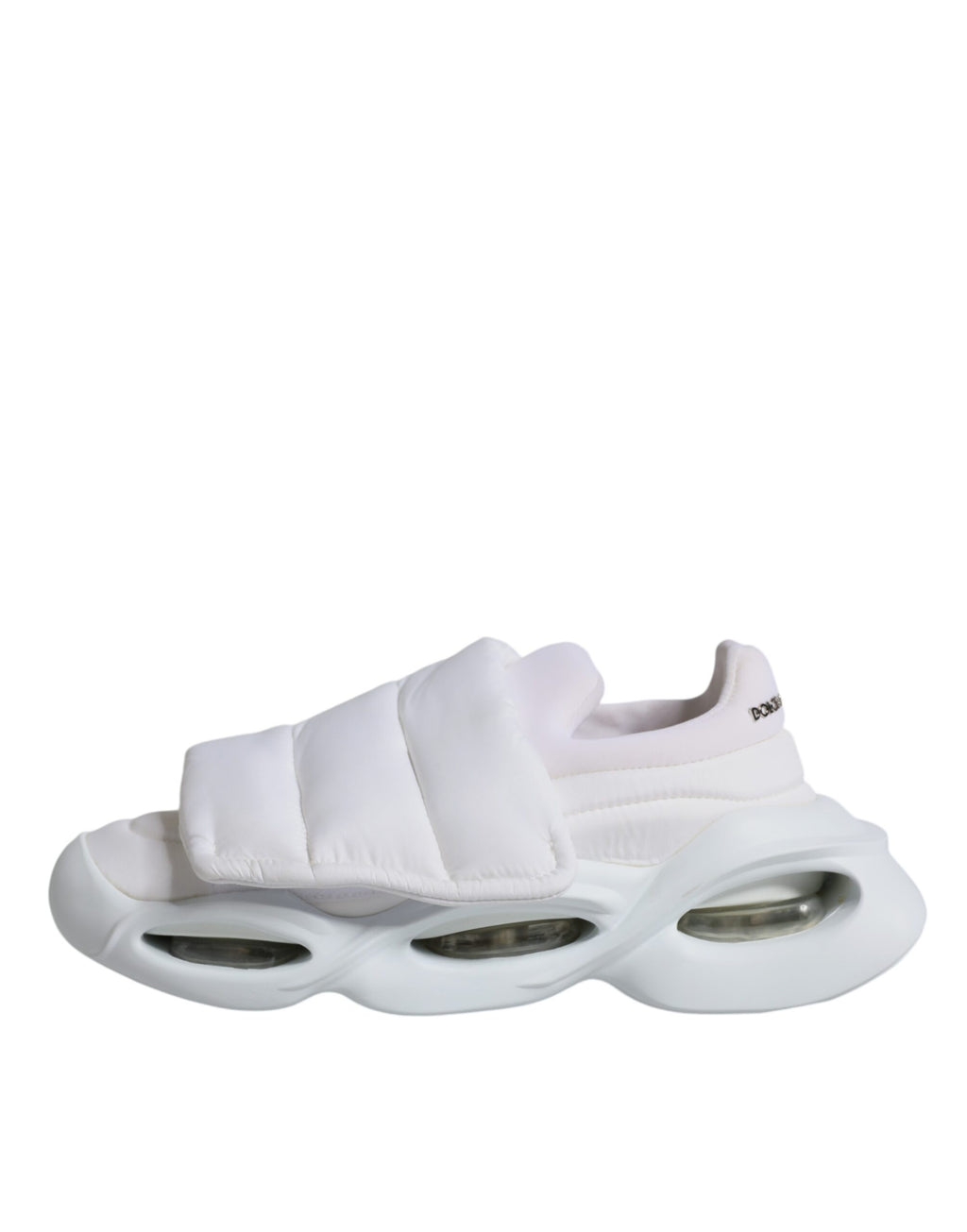 Chaussures sneakers basses blanches Dolce & Gabbana en tissu rembourré, vue de face.