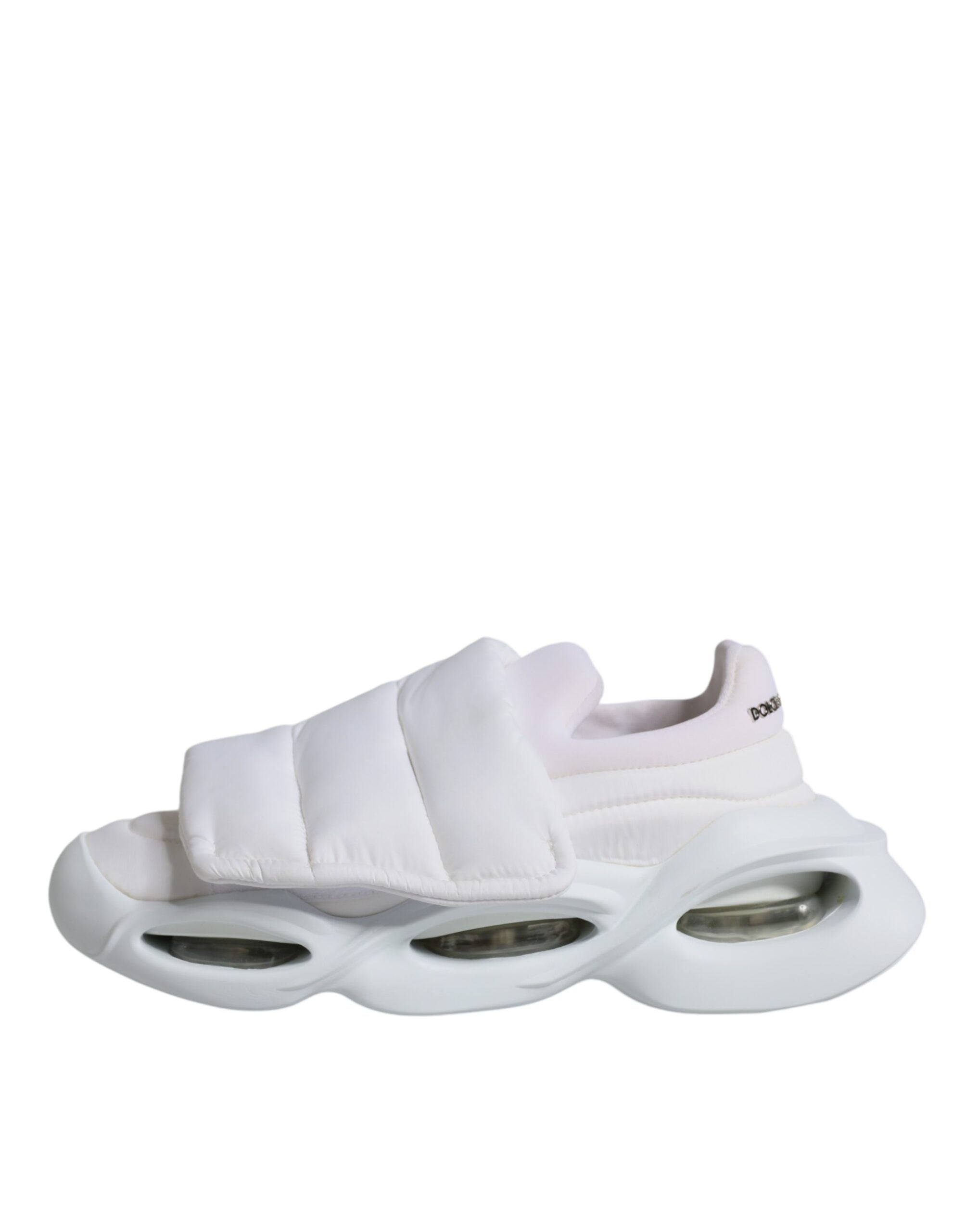 Chaussures sneakers basses blanches Dolce & Gabbana en tissu rembourré, vue de face.