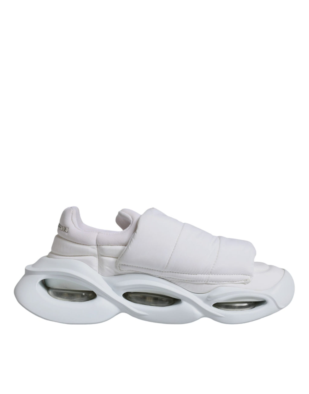 Chaussures basses en tissu rembourré blanches Dolce & Gabbana, sneakers élégants pour femmes ou hommes.