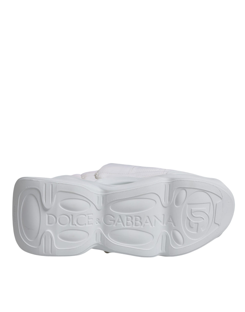 Chaussures basses blanches en tissu rembourré Dolce & Gabbana, sneakers élégants pour homme ou femme.