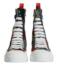 Chaussures sneakers montantes Dolce & Gabbana à patchwork multicolore avec détails colorés et design tendance.