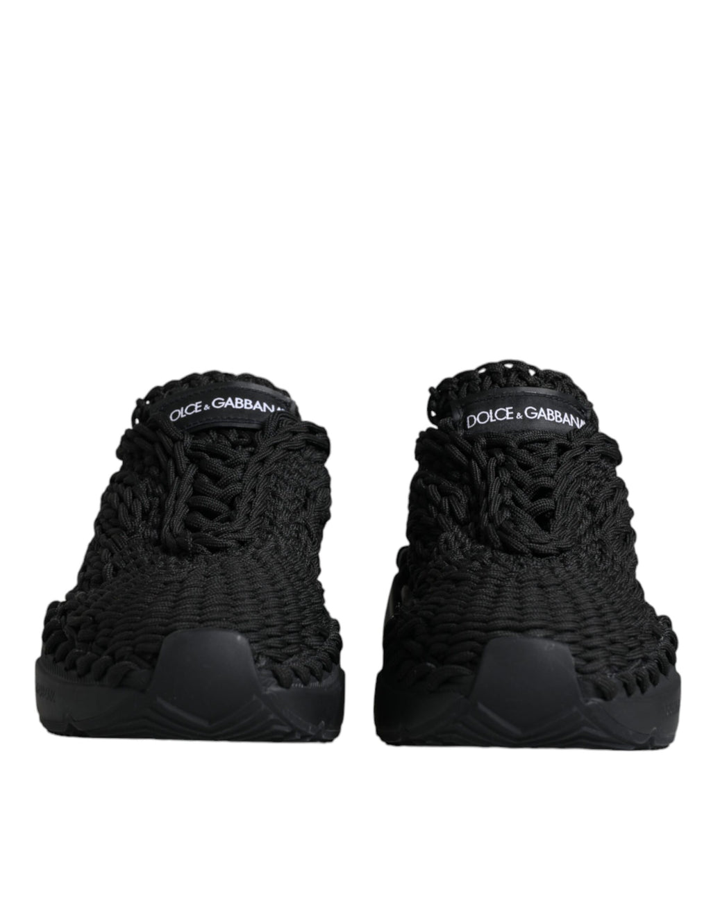 Chaussures Sneakers Dolce & Gabbana Daymaster noires en tricot, vue de face, détails du design élégant et moderne.