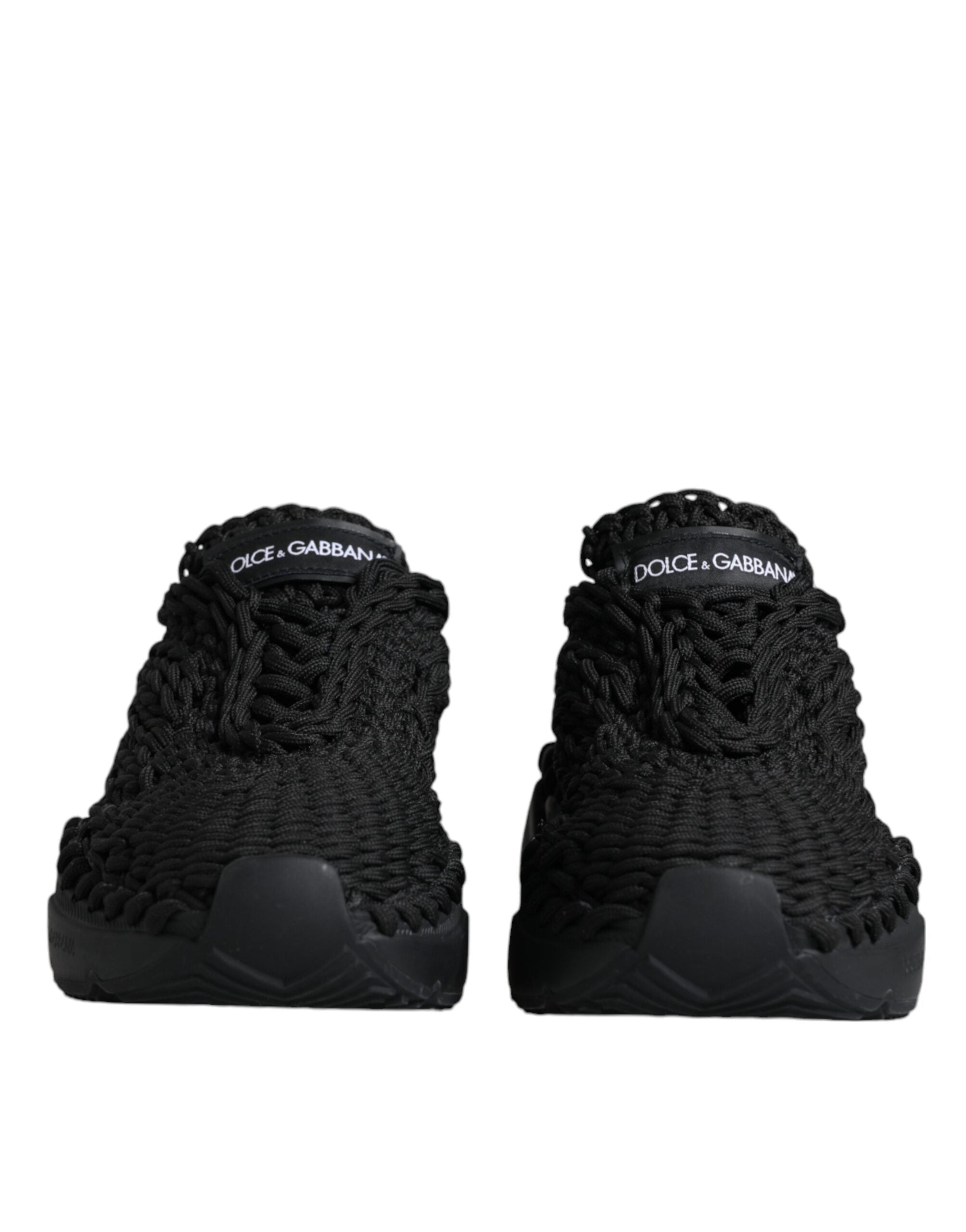 Chaussures Sneakers Dolce & Gabbana Daymaster noires en tricot, vue de face, détails du design élégant et moderne.