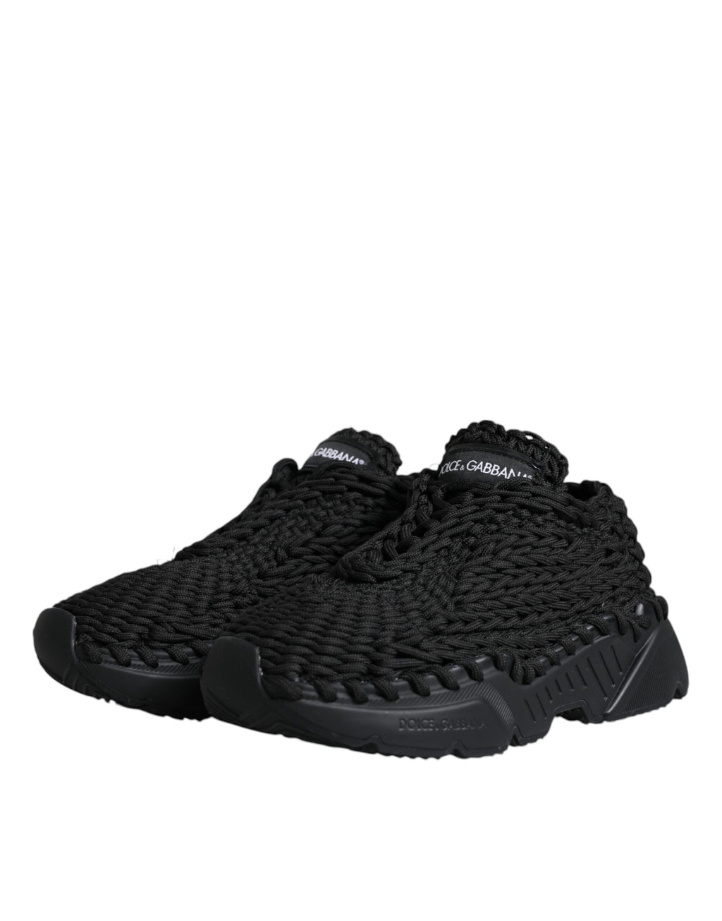 Chaussures sneakers Dolce & Gabbana Daymaster noires en tricot, vue de face, détail du design moderne et élégant